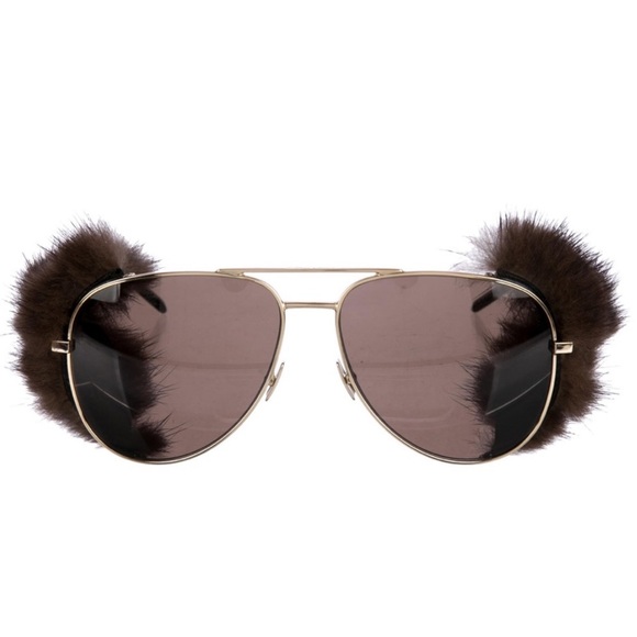 NEW Saint Laurent (removable) Mink Fur Classic 11 Sunglasses - Picture 1 of 7